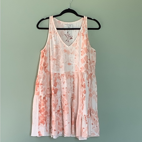 Super Cute Gauze Sun Dress peach/white tie dye - Picture 2 of 7